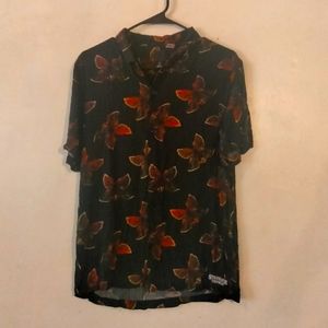 Stranger things themed floral buttondown